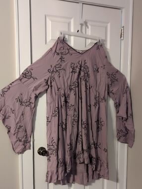Cato Lilac Floral Top with Black Print